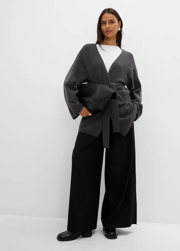 Gilet en maille avec ceinture &agrave; nouer, bonprix