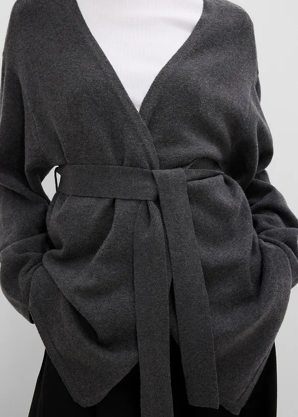 Gilet en maille avec ceinture &agrave; nouer, bonprix