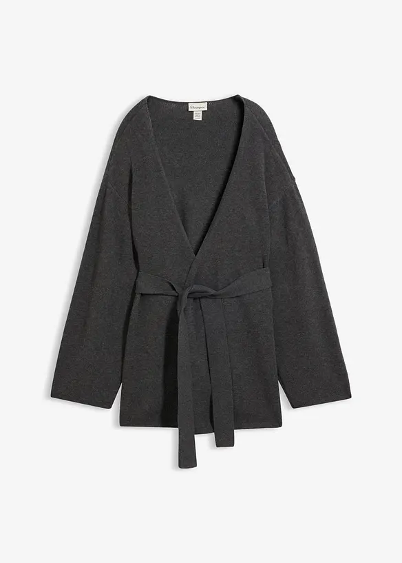 Gilet en maille avec ceinture &agrave; nouer, bonprix