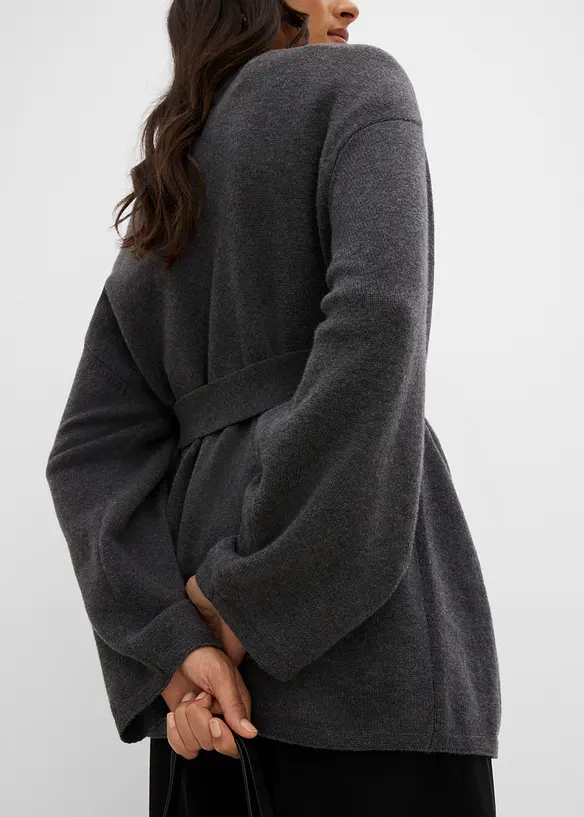 Gilet en maille avec ceinture &agrave; nouer, bonprix