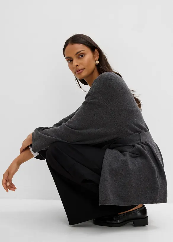 Gilet en maille avec ceinture &agrave; nouer, bonprix