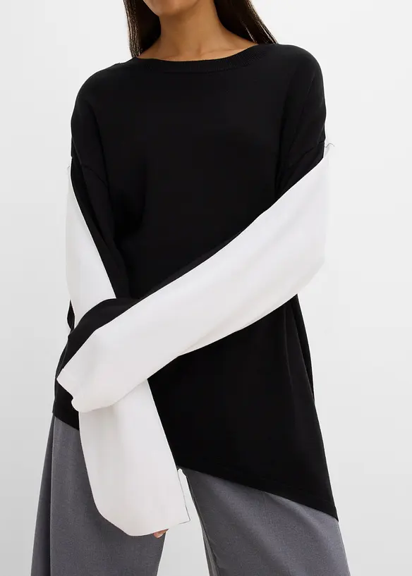 Pull asym&eacute;trique en viscose majoritaire, bonprix