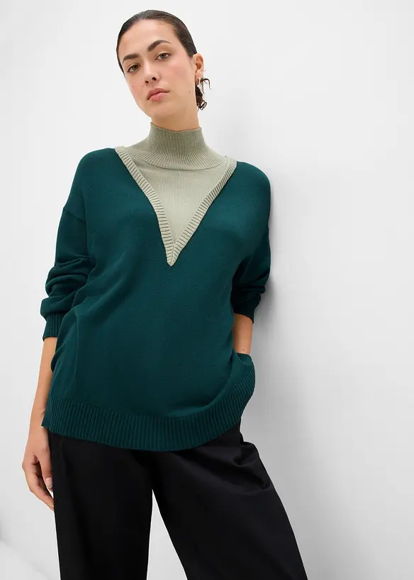 Pull doux &agrave; col chemin&eacute;e, viscose majoritaire, bonprix