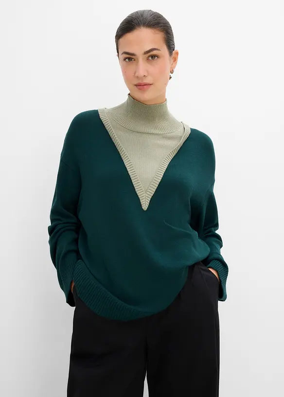 Pull doux &agrave; col chemin&eacute;e, viscose majoritaire, bonprix
