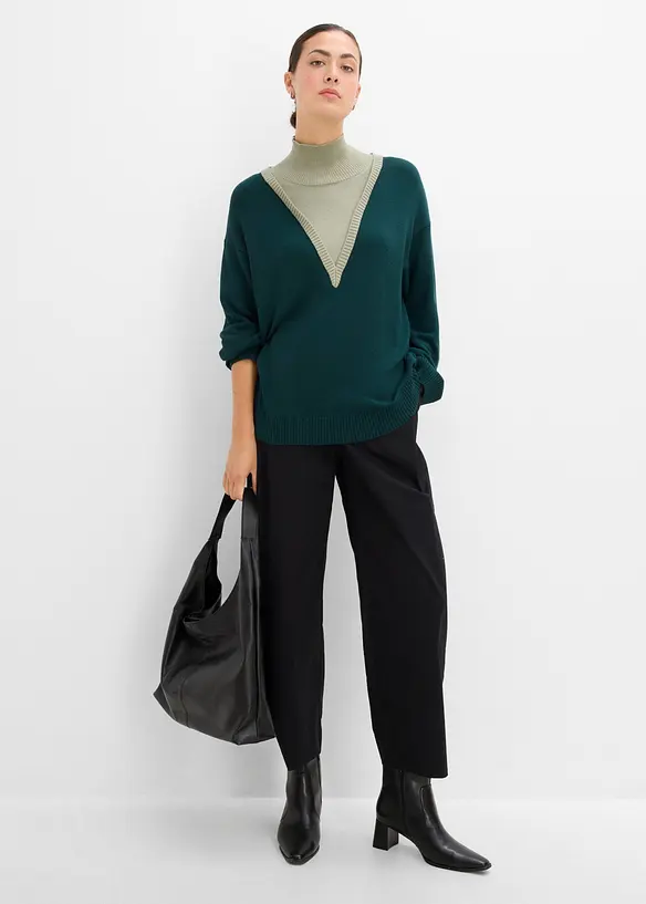 Pull doux &agrave; col chemin&eacute;e, viscose majoritaire, bonprix