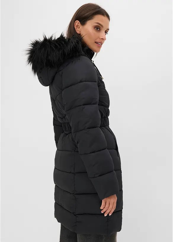 Doudoune mi-longue d&eacute;perlante avec capuche bord&eacute;e, bonprix