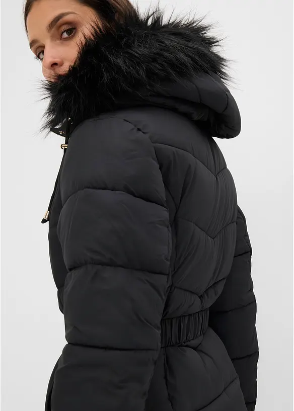 Doudoune mi-longue d&eacute;perlante avec capuche bord&eacute;e, bonprix