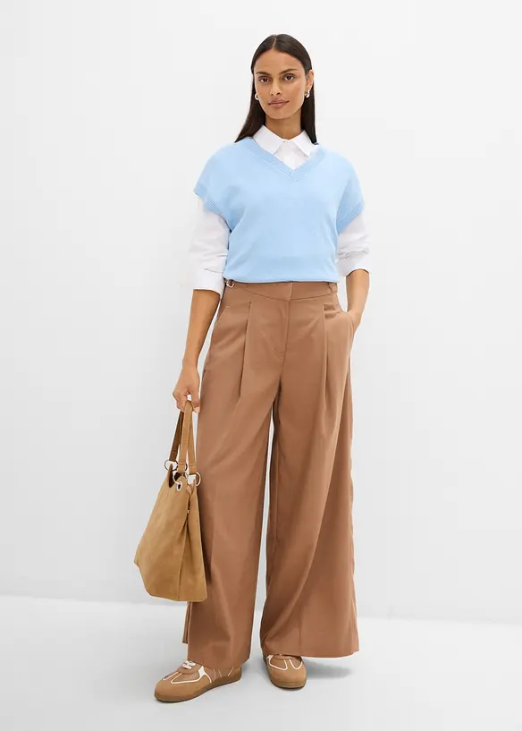 Pantalon fluide &agrave; pinces, bonprix