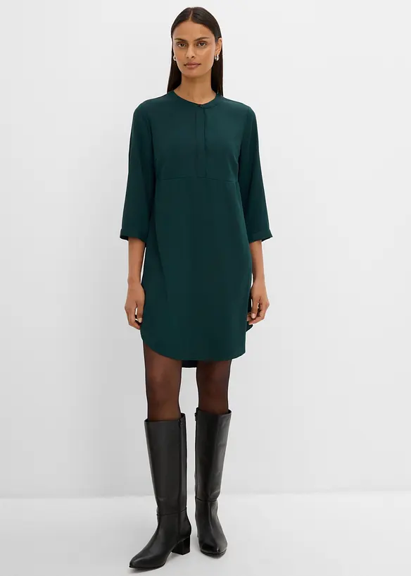 Robe &agrave; col rond et petite patte boutonn&eacute;e, bonprix