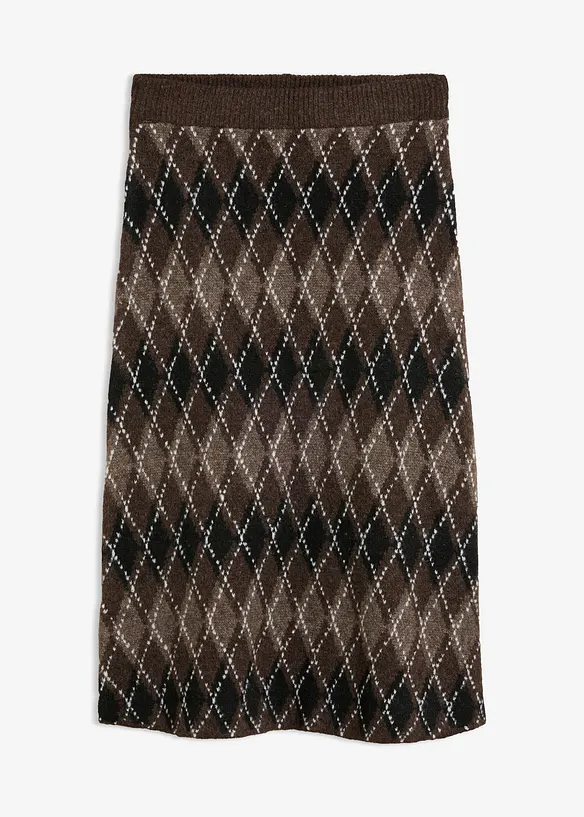 Jupe en maille avec motif &agrave; losanges, bonprix