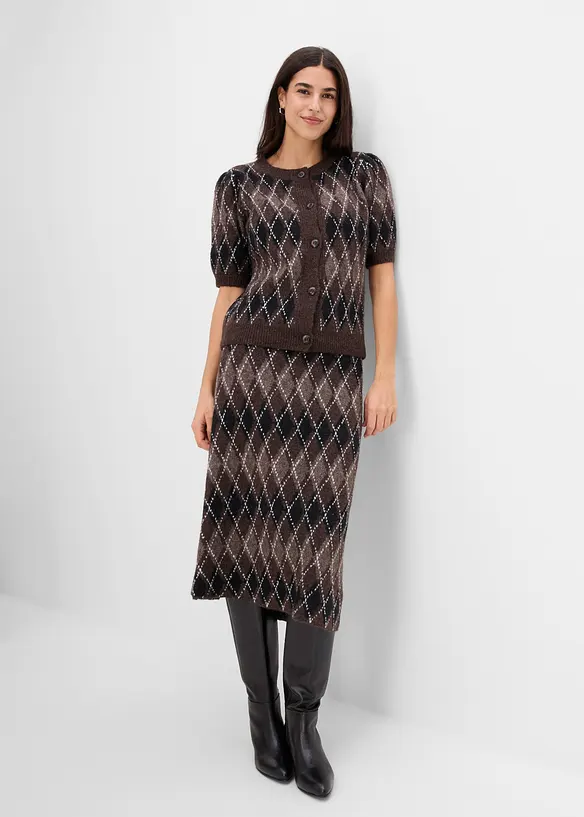 Jupe en maille avec motif &agrave; losanges, bonprix