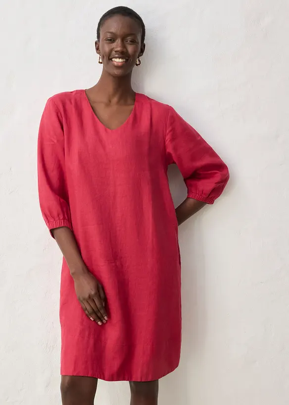 Robe 100&nbsp;% lin, manches 3/4, bonprix