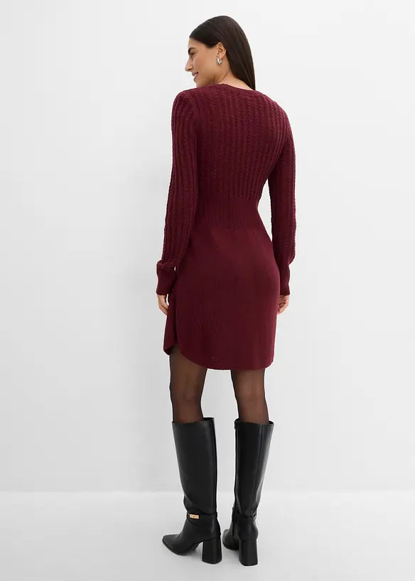 Robe en maille &agrave; motif torsad&eacute;, bonprix