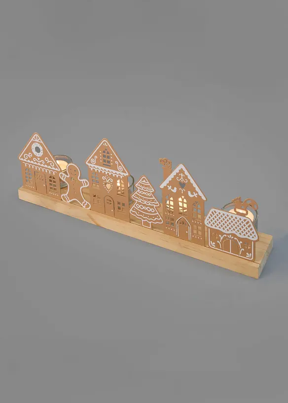 Porte-bougie chauffe-plat avec maisons effet pain d&rsquo;&eacute;pices, bonprix