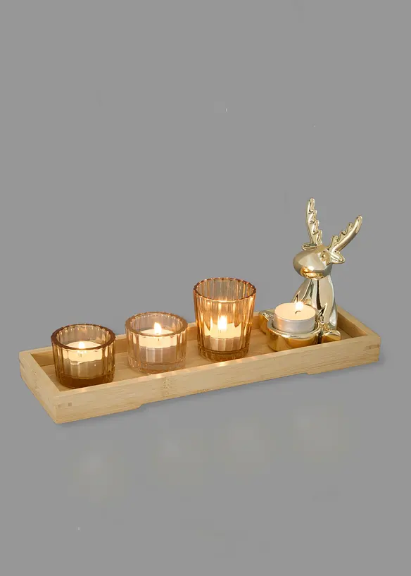 Porte-bougie chauffe-plat sur plateau (ens. 5&nbsp;pces), bonprix