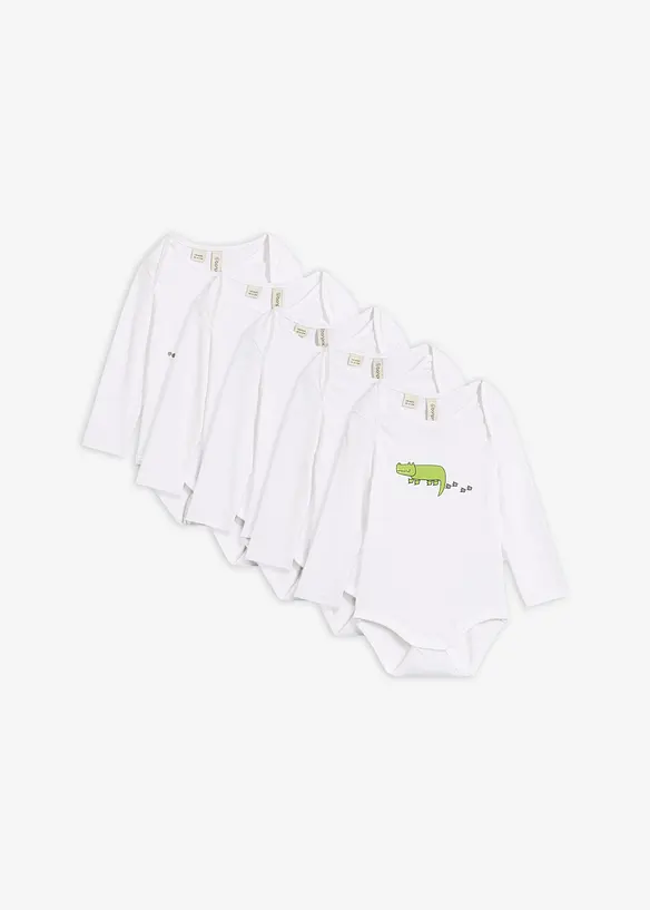 Langarmbody aus reiner Bio-Baumwolle (5er-Pack), bonprix