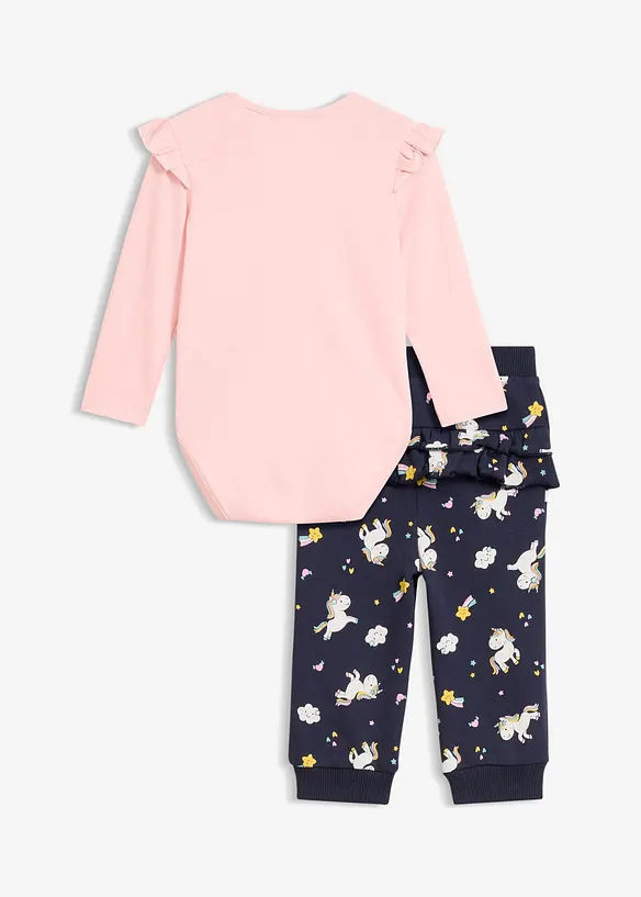 Body manches longues + pantalon sweat b&eacute;b&eacute; (Ens. 2 pces.) coton, bonprix