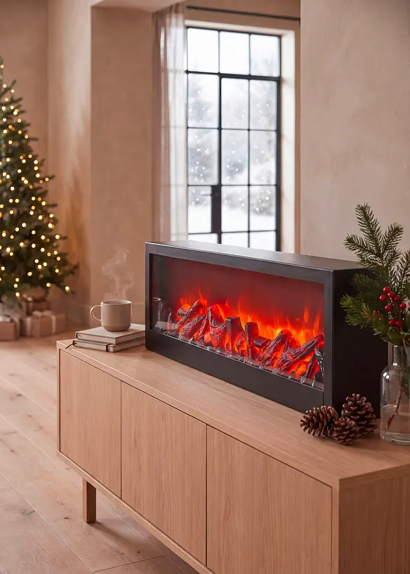 Objet d&eacute;co LED effet feu de chemin&eacute;e, bonprix