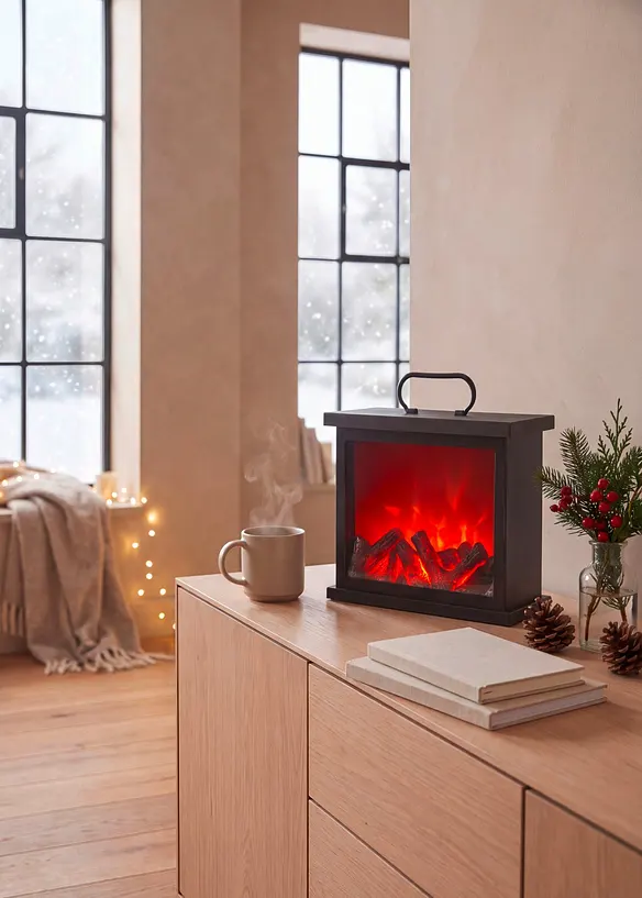 Objet d&eacute;co LED effet feu de chemin&eacute;e, bonprix