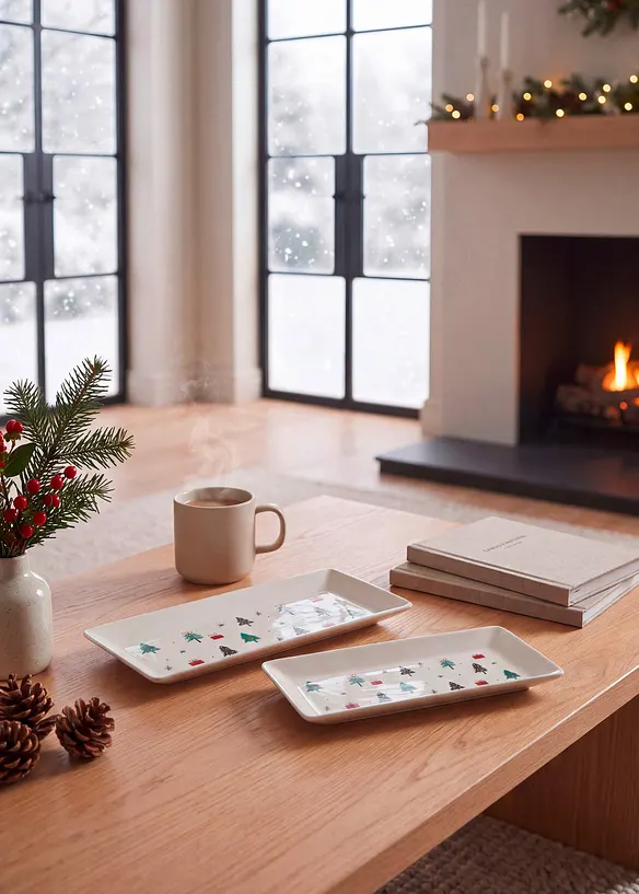 Servierplatten mit weihnachtlichem Motiv (2-tlg. Set), bonprix