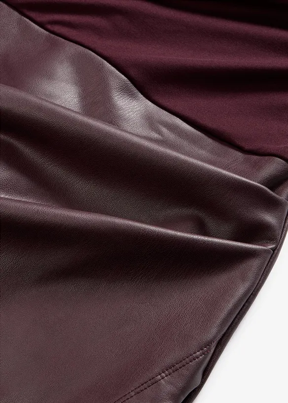 Lederimitat-Kleid mit Jersey-Oberteil, bonprix