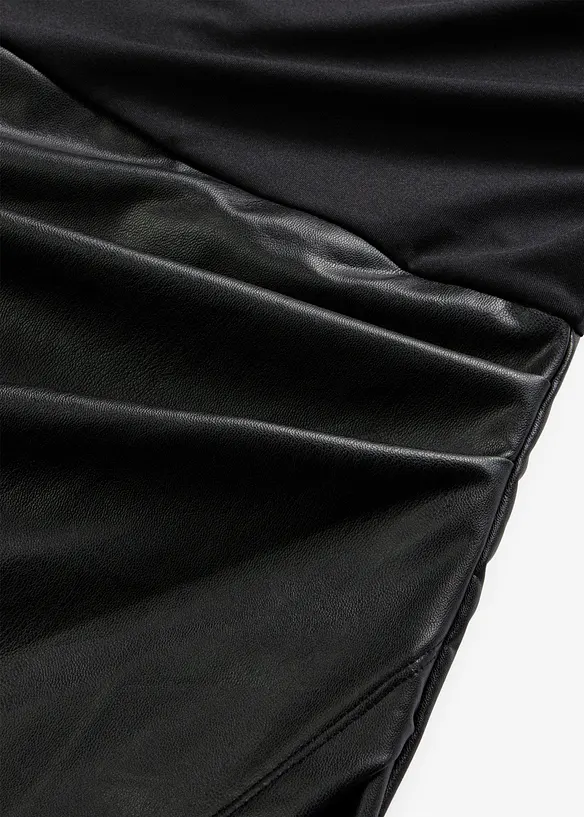 Lederimitat-Kleid mit Jersey-Oberteil, bonprix