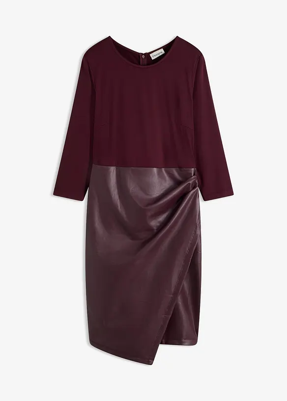 Lederimitat-Kleid mit Jersey-Oberteil, bonprix