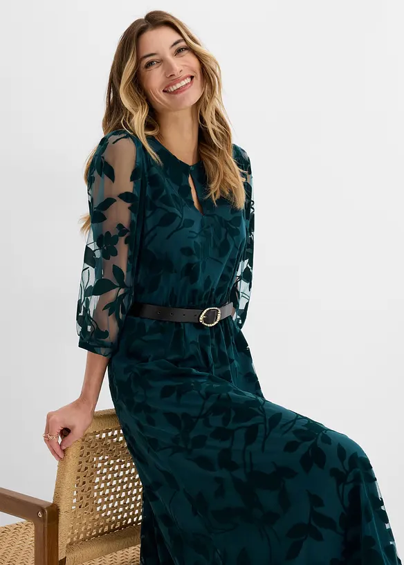 Midikleid mit Flockprint, bonprix