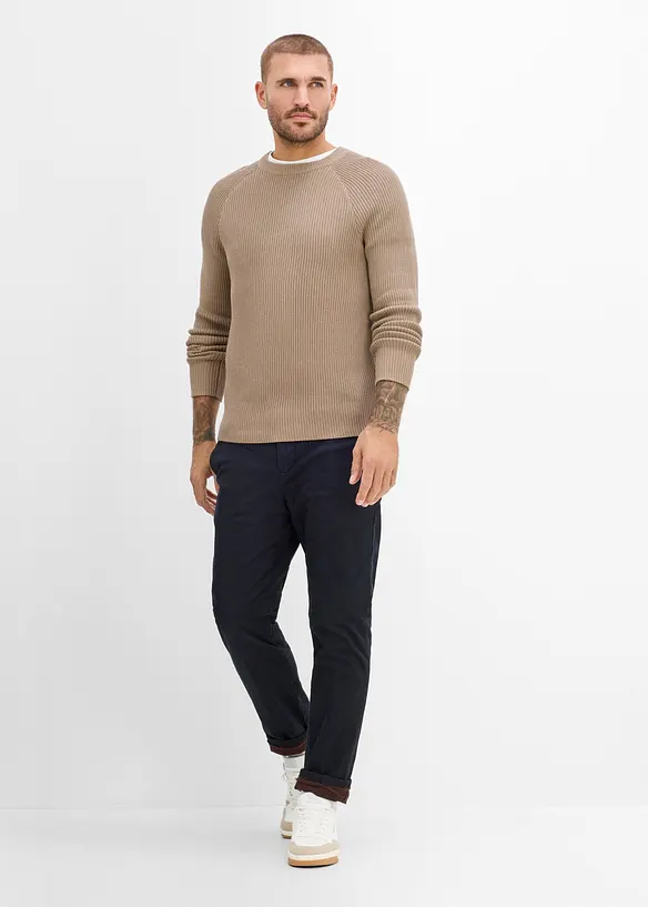 Pull en fine maille c&ocirc;tel&eacute;e Slim Fit, bonprix
