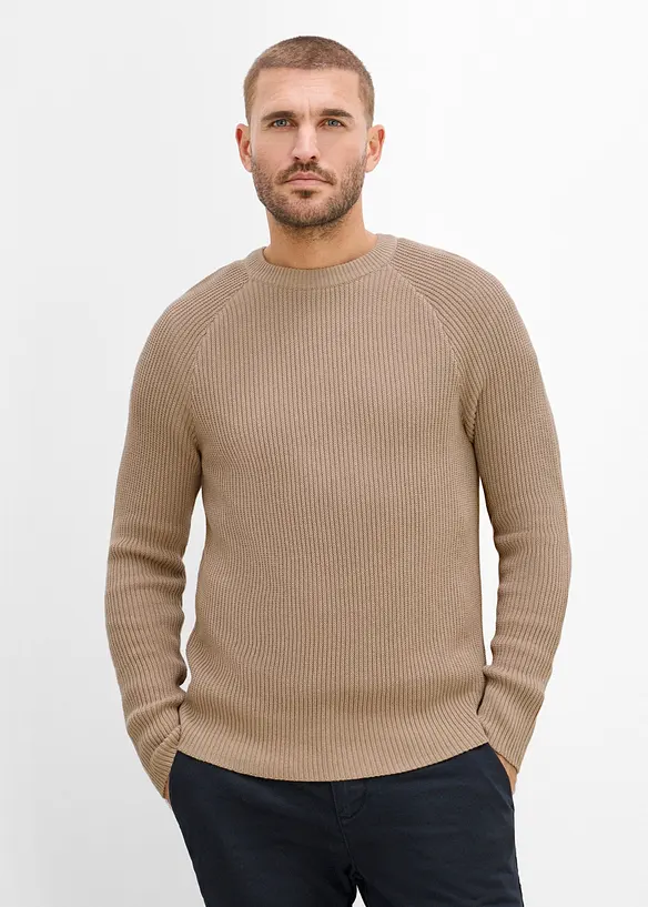 Pull en fine maille c&ocirc;tel&eacute;e Slim Fit, bonprix