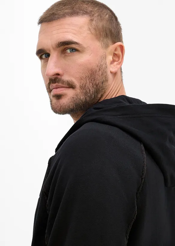 Sweat zipp&eacute; &agrave; d&eacute;tails contrastants, 100% coton, bonprix