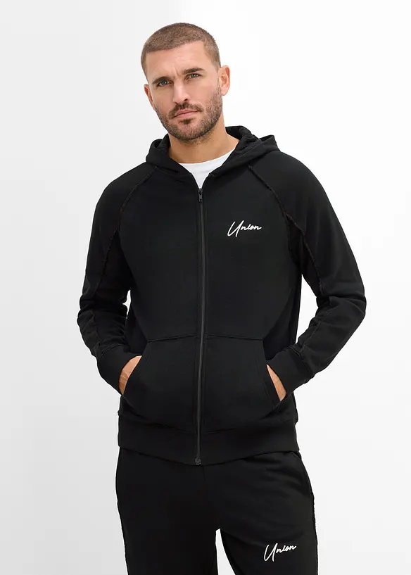 Sweat zipp&eacute; &agrave; d&eacute;tails contrastants, 100% coton, bonprix