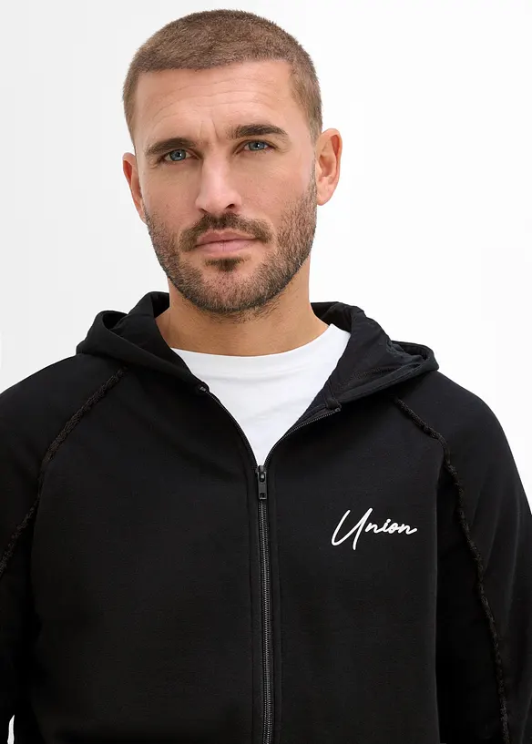 Sweat zipp&eacute; &agrave; d&eacute;tails contrastants, 100% coton, bonprix