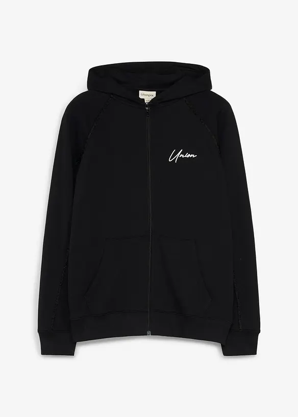 Sweat zipp&eacute; &agrave; d&eacute;tails contrastants, 100% coton, bonprix