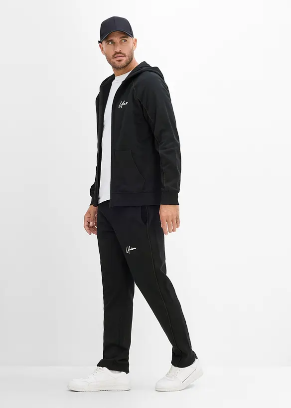 Pantalon de jogging &agrave; d&eacute;tails contrastants, 100% coton, bonprix