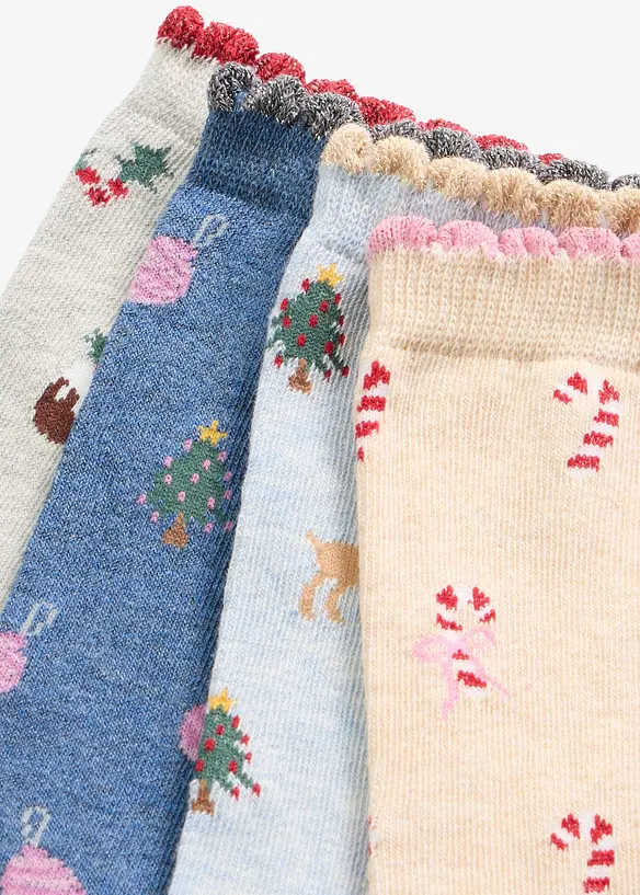 Socken mit Weihnachtsmotiv und Bio-Baumwolle (4er Pack), bonprix
