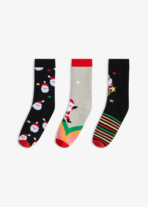 Thermo Socken mit Weihnachtsmotiv und Innenfleece (3er Pack), bonprix