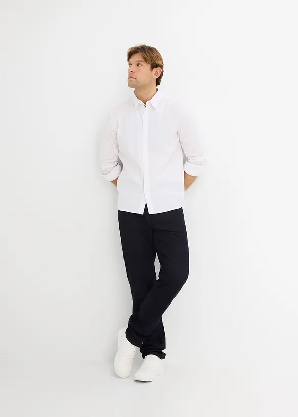 Chemise manches longues en lin m&eacute;lang&eacute; rafra&icirc;chissant, coupe moderne, bonprix