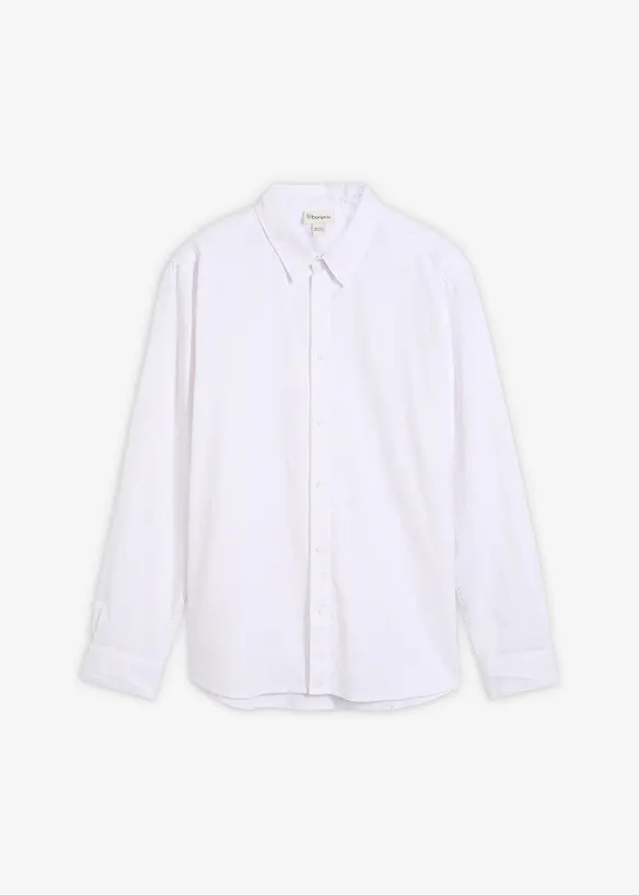 Chemise manches longues en lin m&eacute;lang&eacute; rafra&icirc;chissant, coupe moderne, bonprix