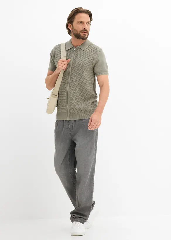Gestricktes Poloshirt aus reiner Baumwolle, bonprix