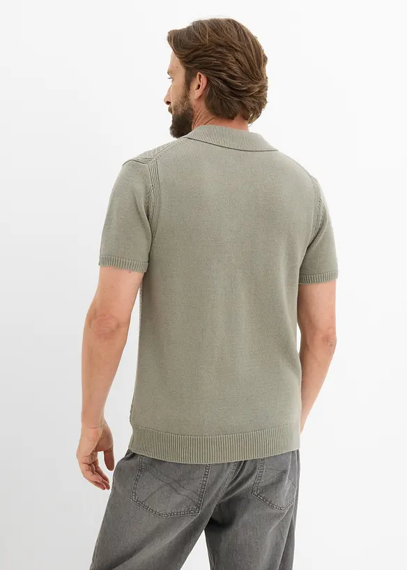 Gestricktes Poloshirt aus reiner Baumwolle, bonprix