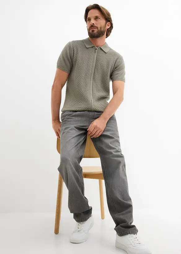 Gestricktes Poloshirt aus reiner Baumwolle, bonprix