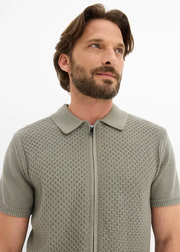 Gestricktes Poloshirt aus reiner Baumwolle, bonprix