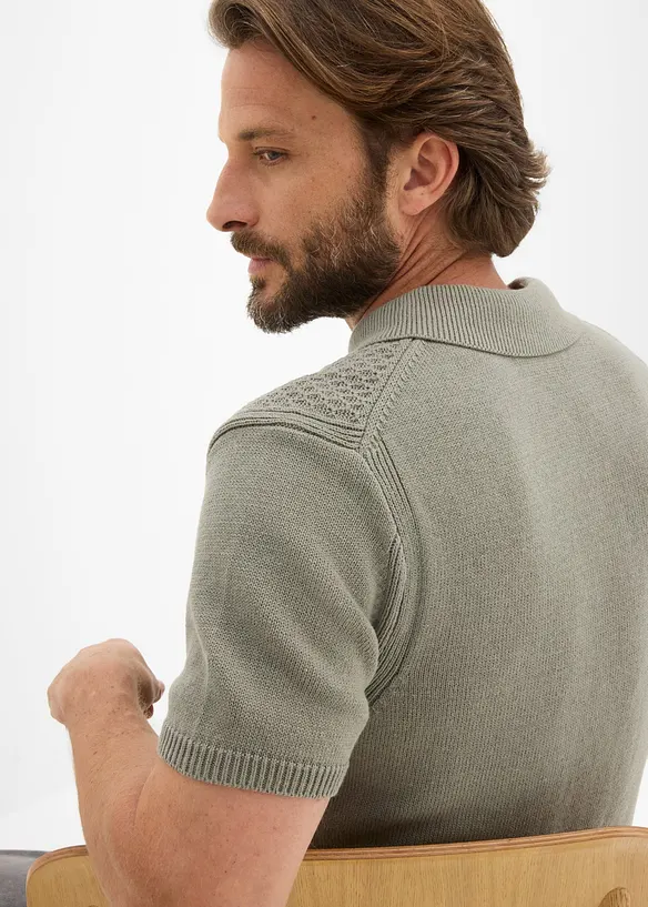 Gestricktes Poloshirt aus reiner Baumwolle, bonprix