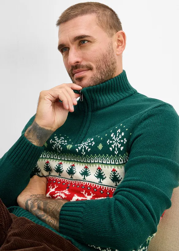 Norweger-Pullover mit Stehkragen, bonprix