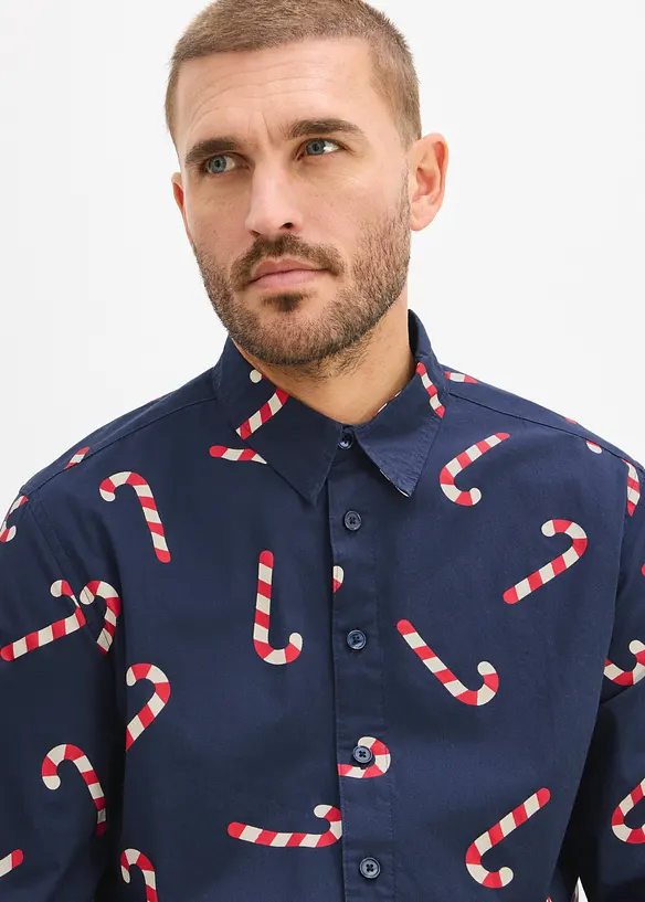 Chemise manches longues de No&euml;l en coton, bonprix