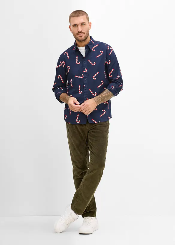Chemise manches longues de No&euml;l en coton, bonprix