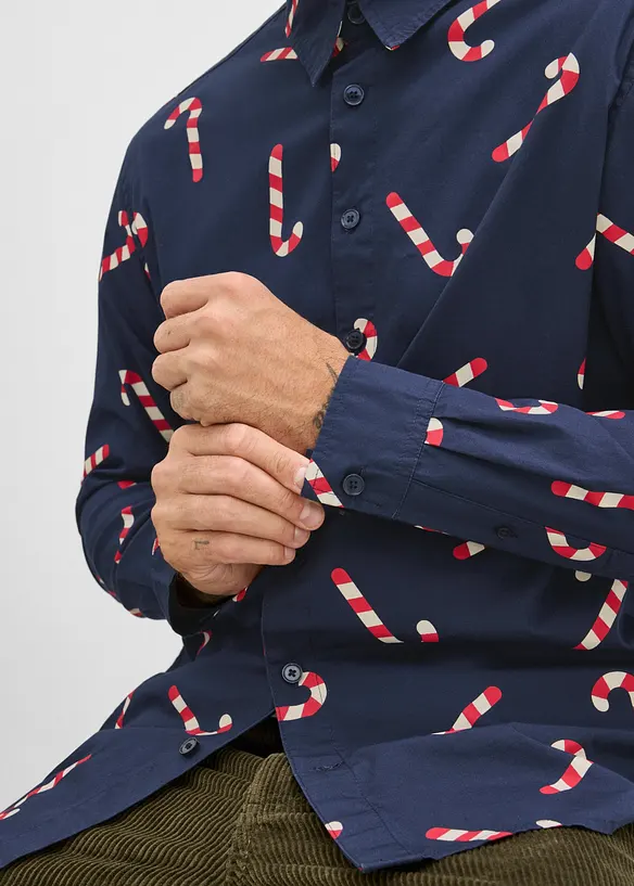 Chemise manches longues de No&euml;l en coton, bonprix