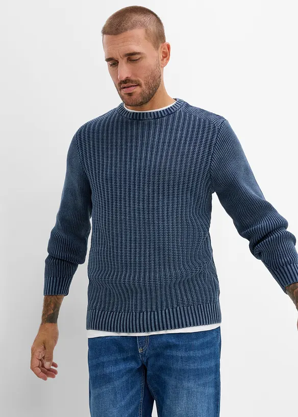 Pull en grosse maille, style used, 100% coton, bonprix