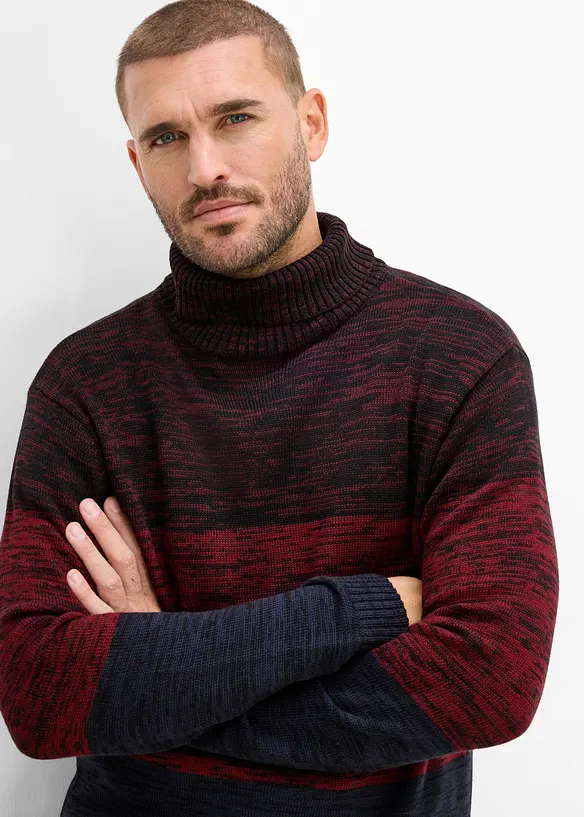 Pull col roul&eacute; en coton m&eacute;lang&eacute; doux, bonprix